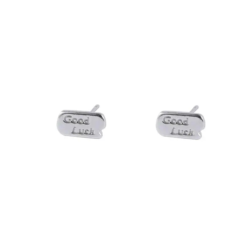 Rectangular Metal Stud Earrings ArtsKoreanMan