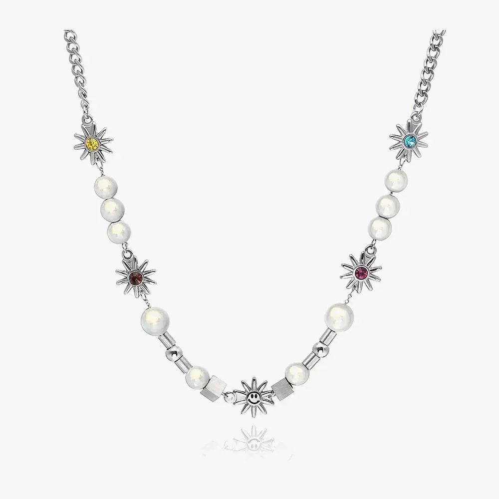 Reflective Pearl Stitching Necklace ArtsKoreanMan