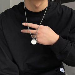 Round Lettering Metal Pendant Necklace ArtsKoreanMan