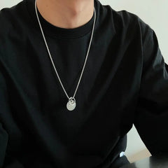 Round Lettering Metal Pendant Necklace ArtsKoreanMan