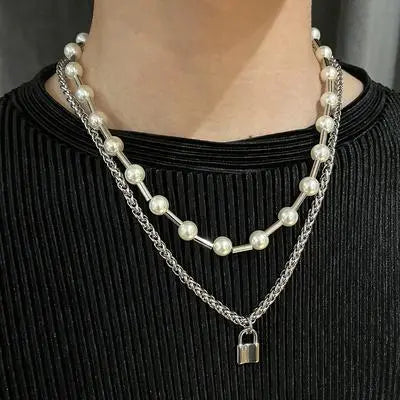 Silver Clavicle Pearl Necklace ArtsKoreanMan