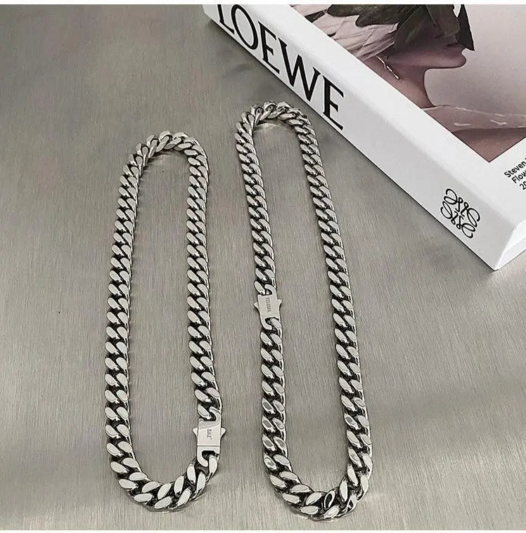 Silver Cuban Chain Necklace ArtsKoreanMan