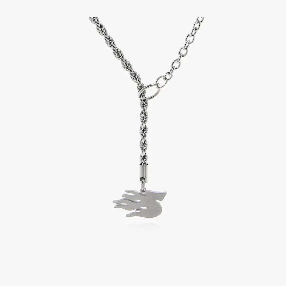 Silver Flame Pendant Necklace ArtsKoreanMan