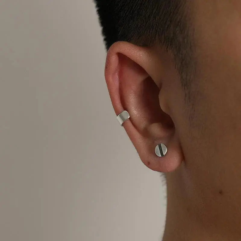 Silver Screw Ear Studs ArtsKoreanMan