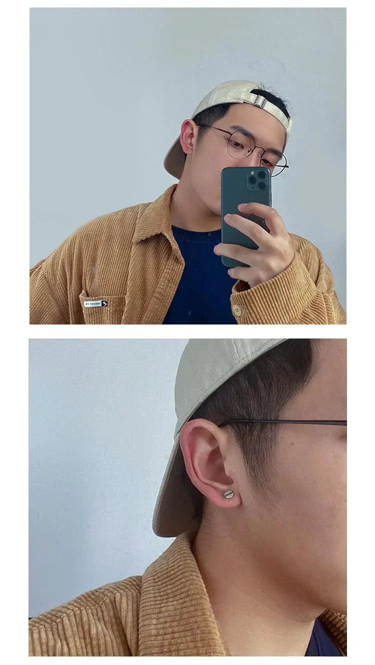 Silver Screw Ear Studs ArtsKoreanMan