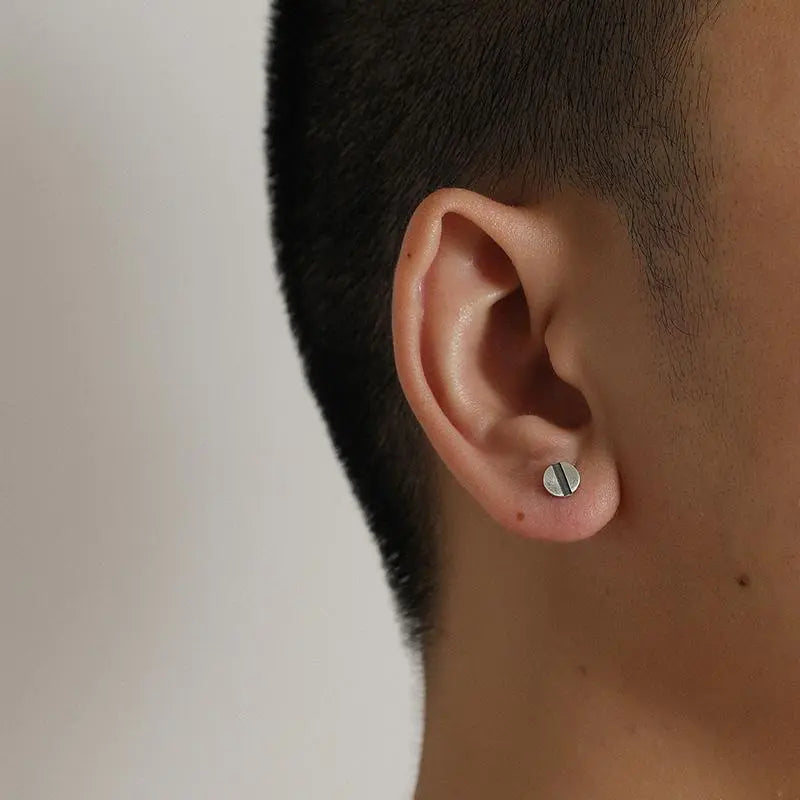 Silver Screw Ear Studs ArtsKoreanMan