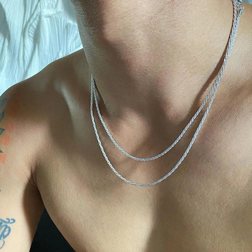 Sparkling Silver Chain Necklace ArtsKoreanMan