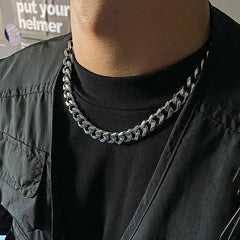 Thick Cuban Chain Necklace & Bracelet ArtsKoreanMan