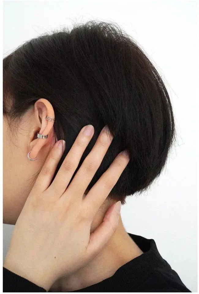 Three-Piece Silver Earring Clip ArtsKoreanMan