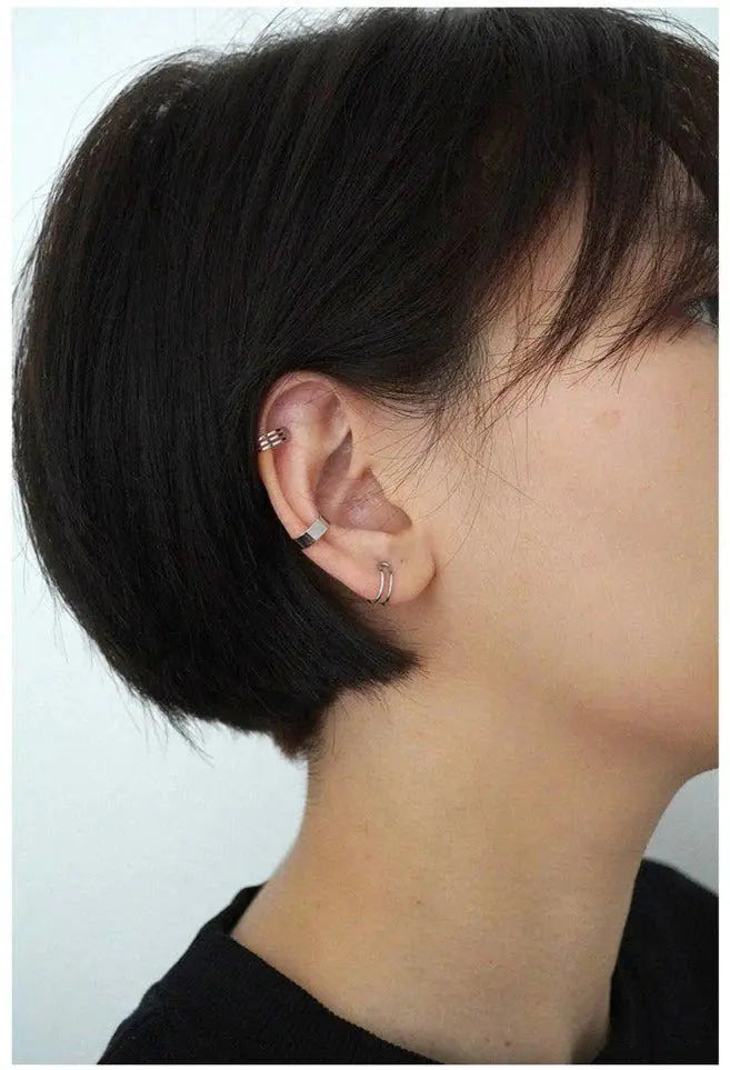 Three-Piece Silver Earring Clip ArtsKoreanMan