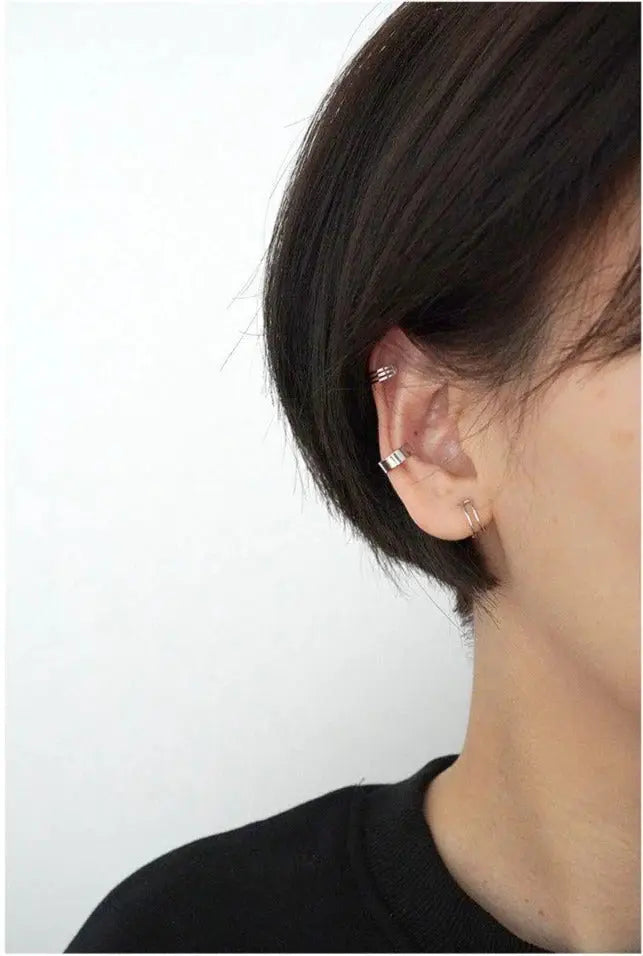 Three-Piece Silver Earring Clip ArtsKoreanMan