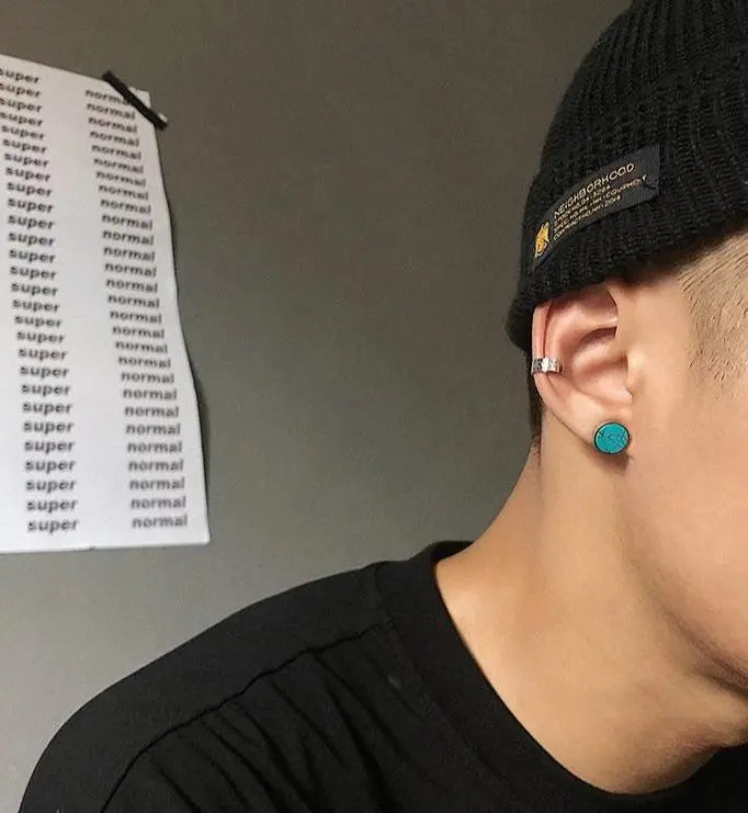 Turquoise Cracked Earrings ArtsKoreanMan