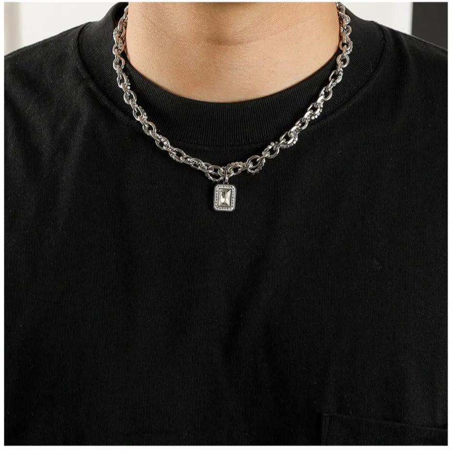 White Diamond Pendant Necklace ArtsKoreanMan