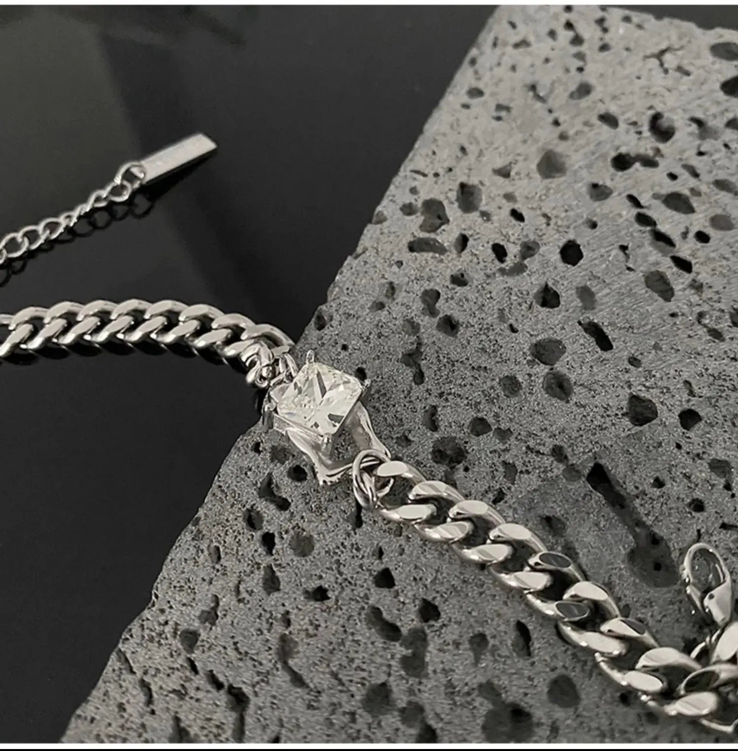 White Gem Cuban Chain Bracelet ArtsKoreanMan