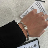 White Gem Cuban Chain Bracelet ArtsKoreanMan