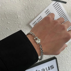 White Gem Cuban Chain Bracelet ArtsKoreanMan