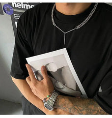 Y-Shaped Chain Necklace ArtsKoreanMan