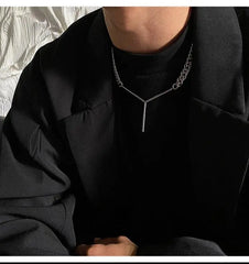 Y-Shaped Chain Necklace ArtsKoreanMan