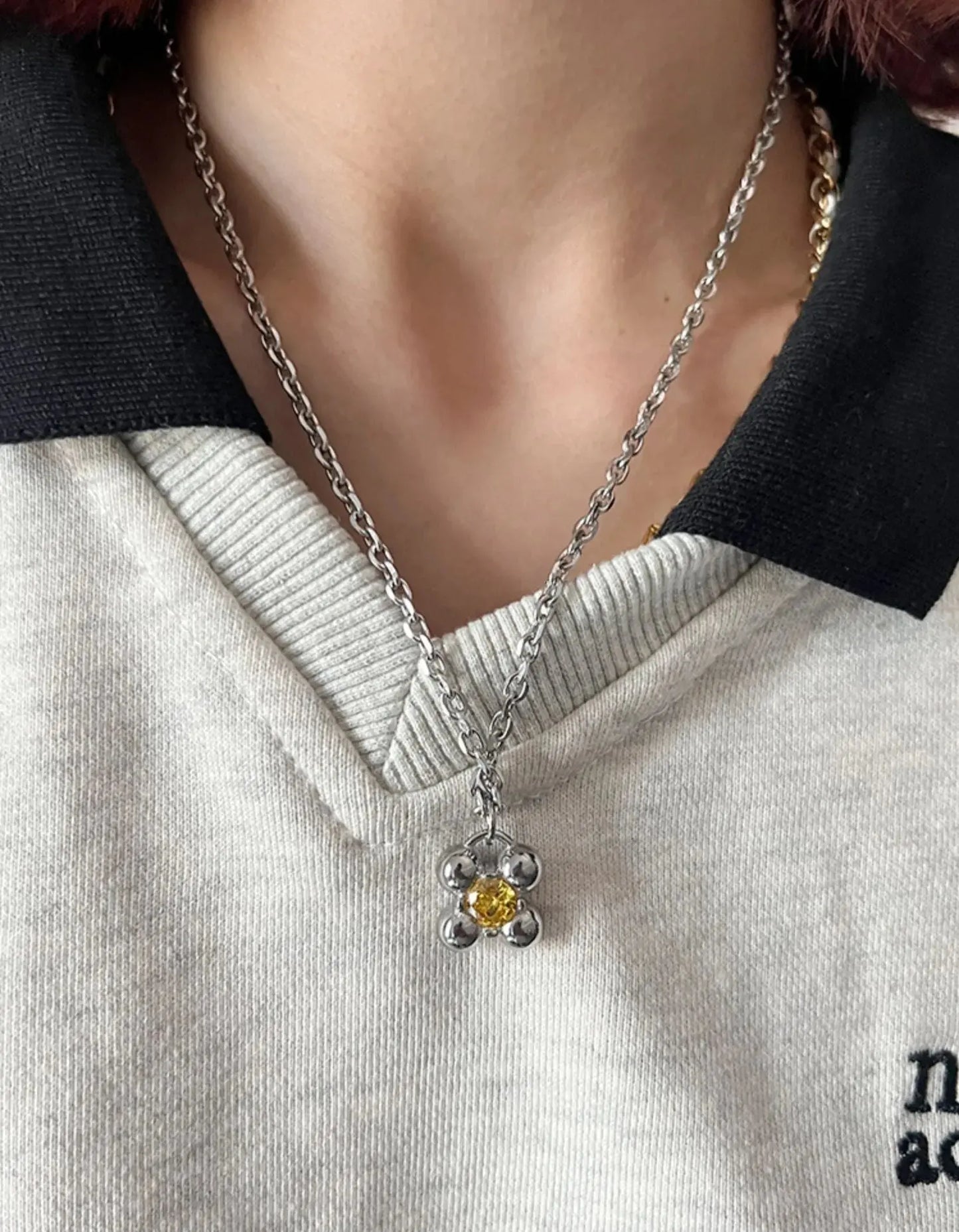 Zircon Flower Pendant Necklace ArtsKoreanMan