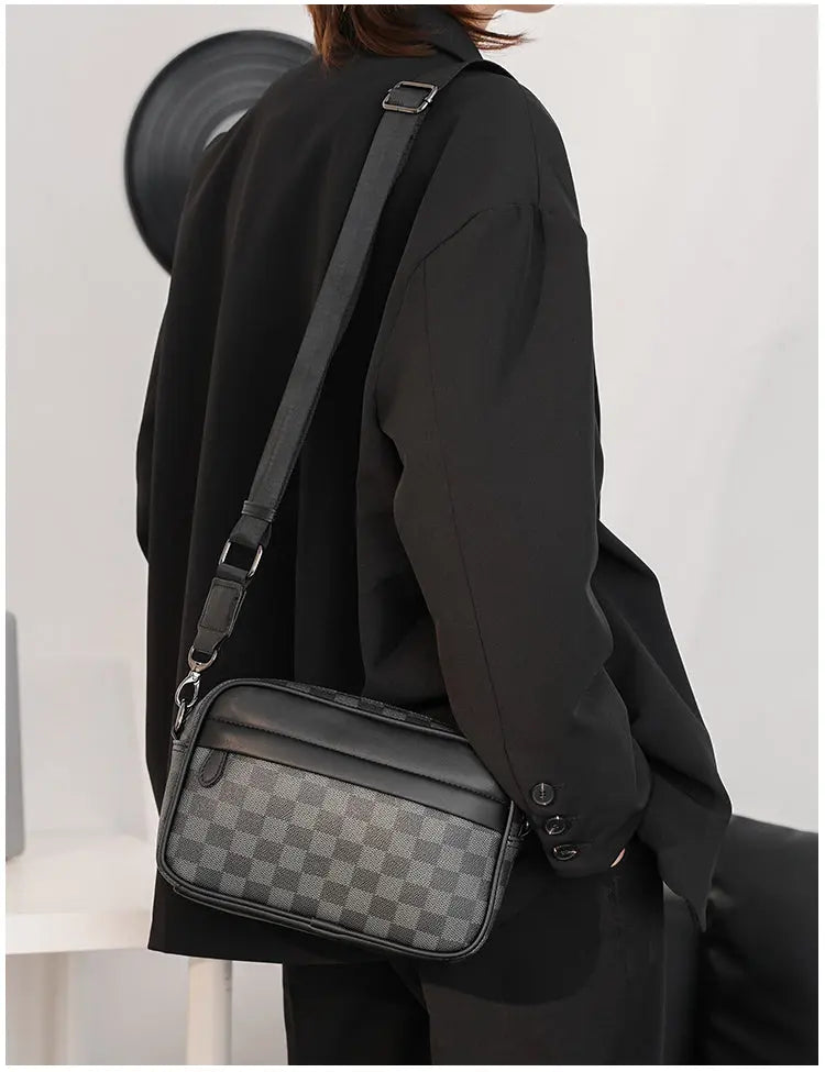 Men's Casual Check Shoulder Bag ArtsKoreanMan