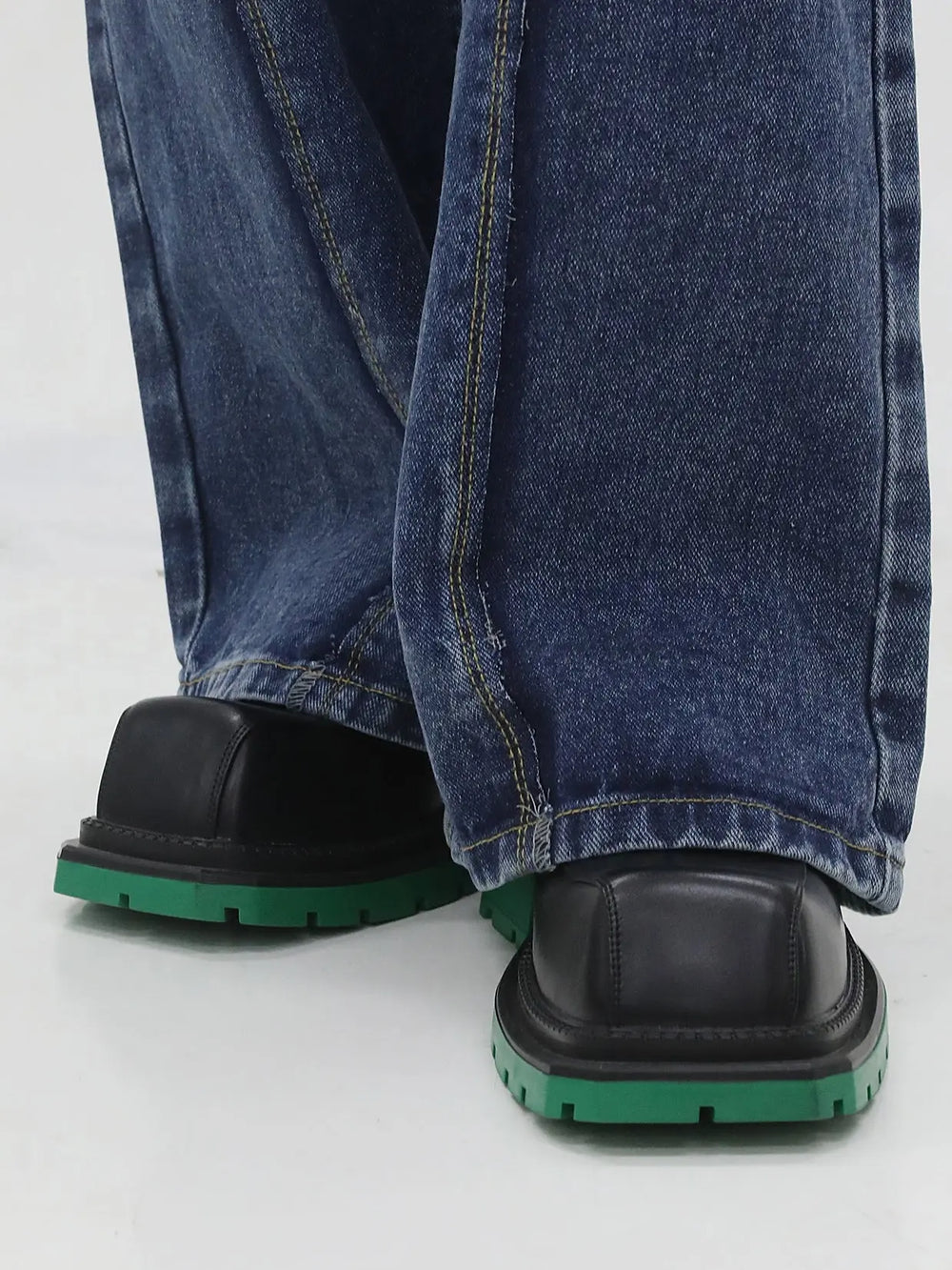 【HOT!】Black Square Toe Leather Shoes ArtsKoreanMan