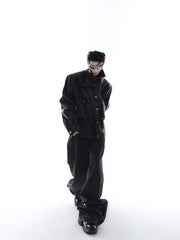 【23s Feb.】Large Pocket High Shoulder Leather Jacket ArtsKoreanMan