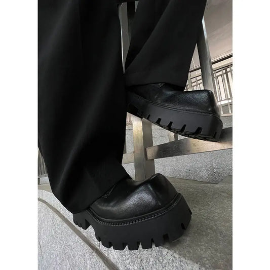 【HOT!】Square Toe Platform Leather Shoes ArtsKoreanMan