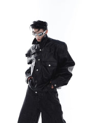 【23s Feb.】Large Pocket High Shoulder Leather Jacket ArtsKoreanMan