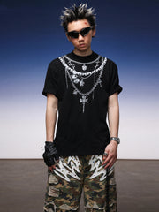 【25s Jul.】Loose Chain Graphic Print Cotton Tee