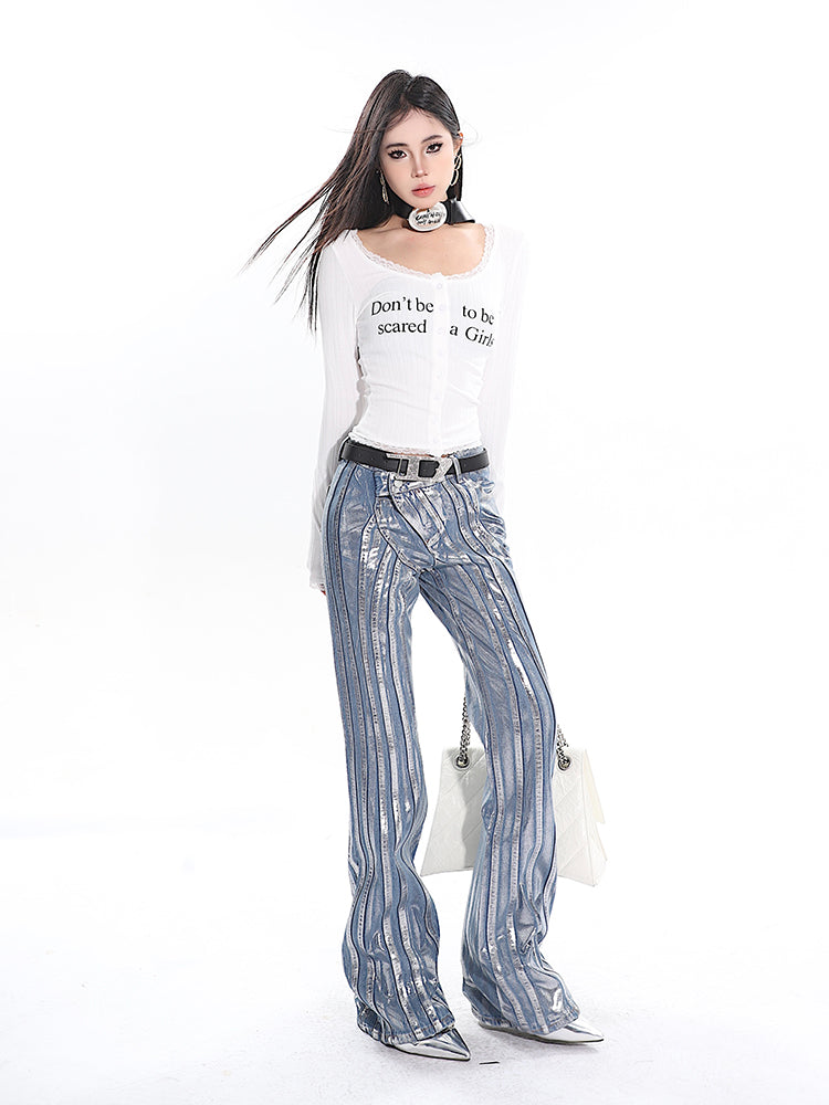【24s March.】Coated Glossy Line Jeans