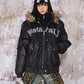 【24s Nov.】Fur Collar Leather Hooded Lace Lettering Cotton Jacket ArtsKoreanMan