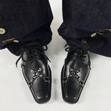 Dark Punk Style Lace-up Leather Shoes