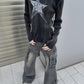 【23s December.】Washed Distressed Star Print Sweater