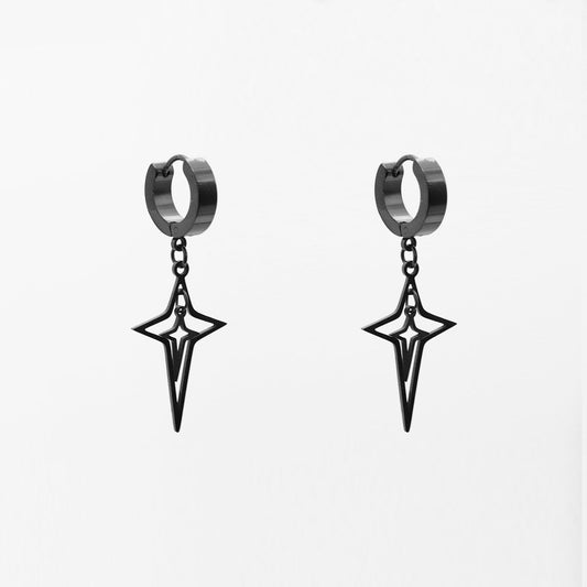 Layered Cross Star Drop Earrings