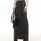 【23s December.】Retro PU Leather Slit Skirt