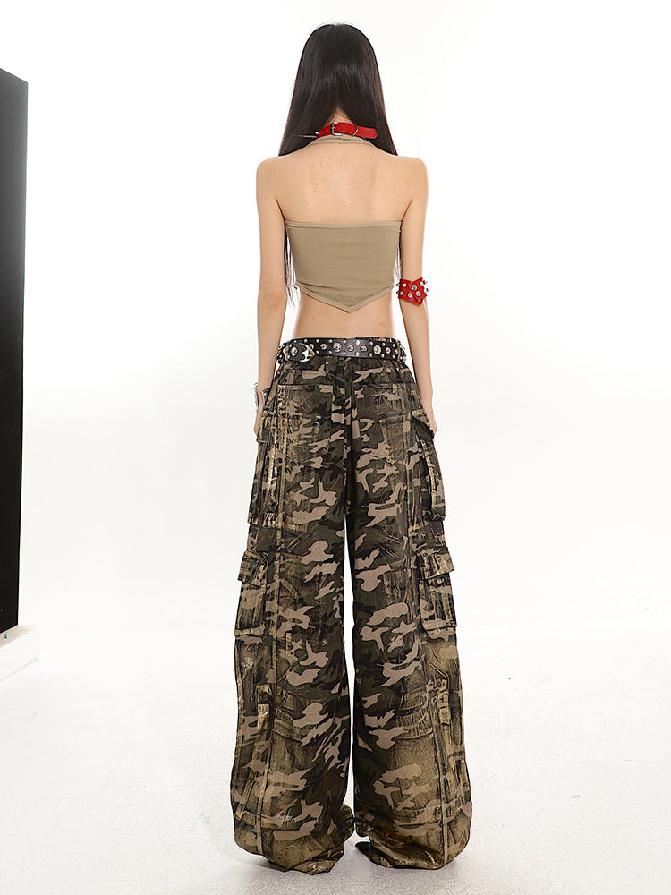 【24s June.】Retro Camo Foil Multi-pocket Baggy Jeans ArtsKoreanMan