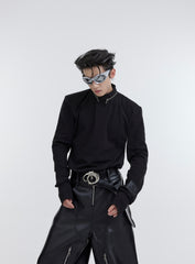 【23s October.】Metal Zipper Stand Collar Shoulder Padded Bottoming Shirt ArtsKoreanMan