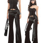 【24s May.】Hot Girl Rivet Flare Pants (Free Belt)