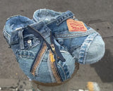 Washed Denim Patchwork Retro Vibe Slippers（Each one is unique)