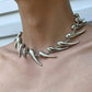 Geometric Silver Thorn Irregular Metal Necklace