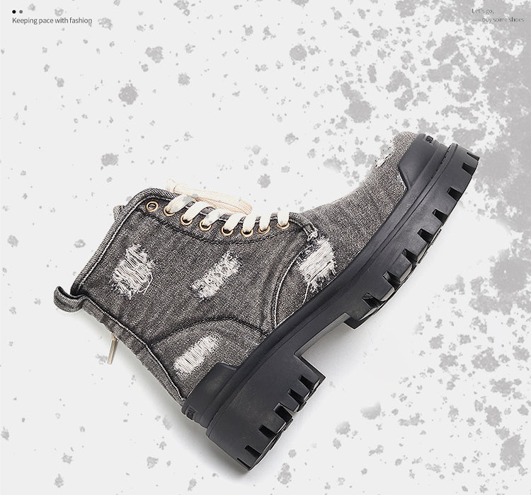 Denim canvas thick-soled Martin boots ArtsKoreanMan