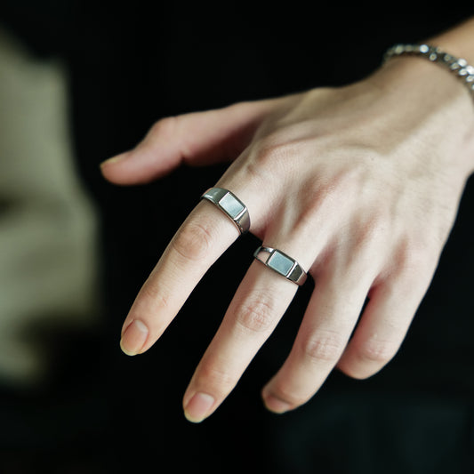 Blue Cloud Mother-of-Pearl Inlaid Plain Ring