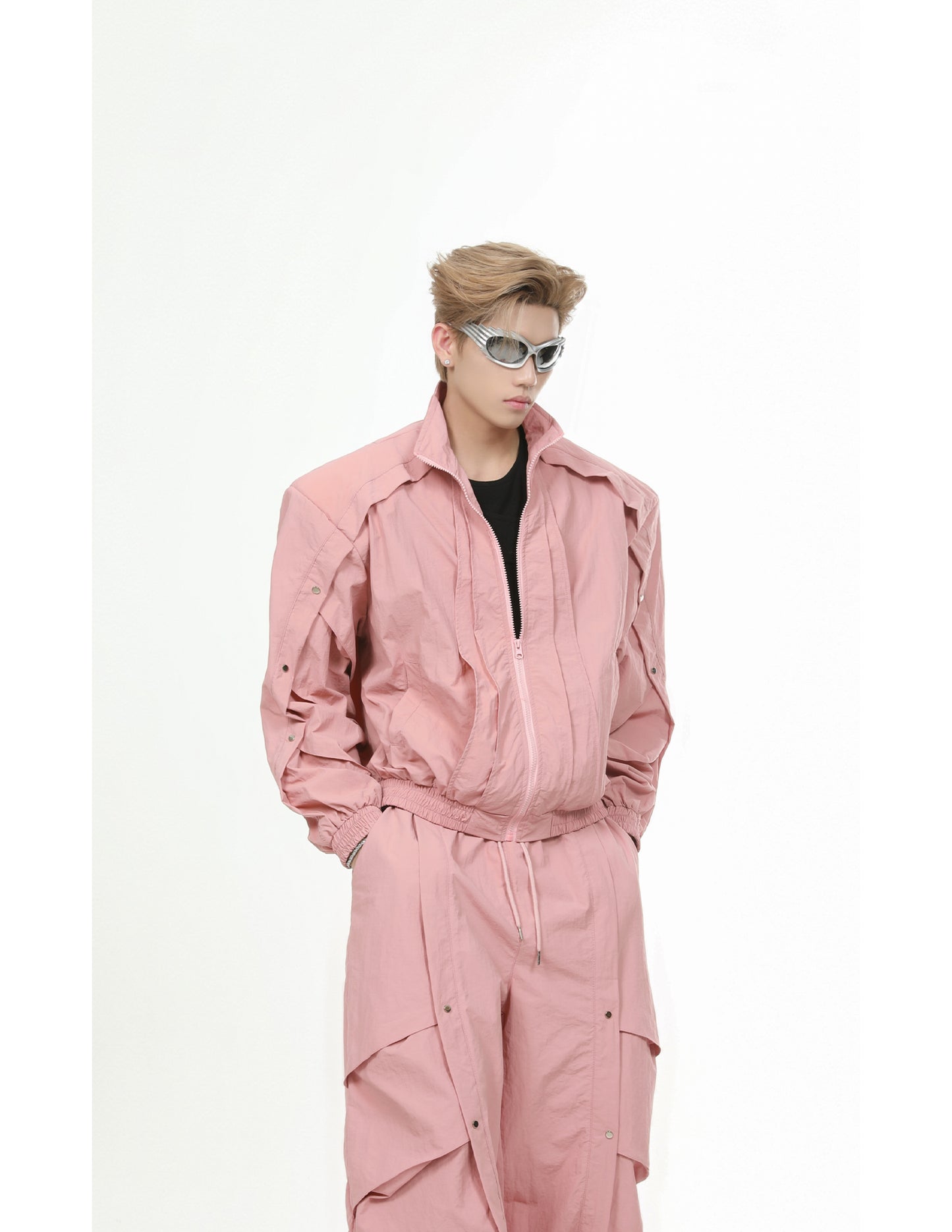 【24s June.】Deconstructed Pleated Jacket + Baggy Pants Set