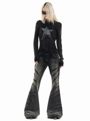 【23s December.】Washed Distressed Star Print Sweater ArtsKoreanMan