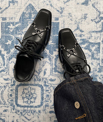 Dark Punk Style Lace-up Leather Shoes