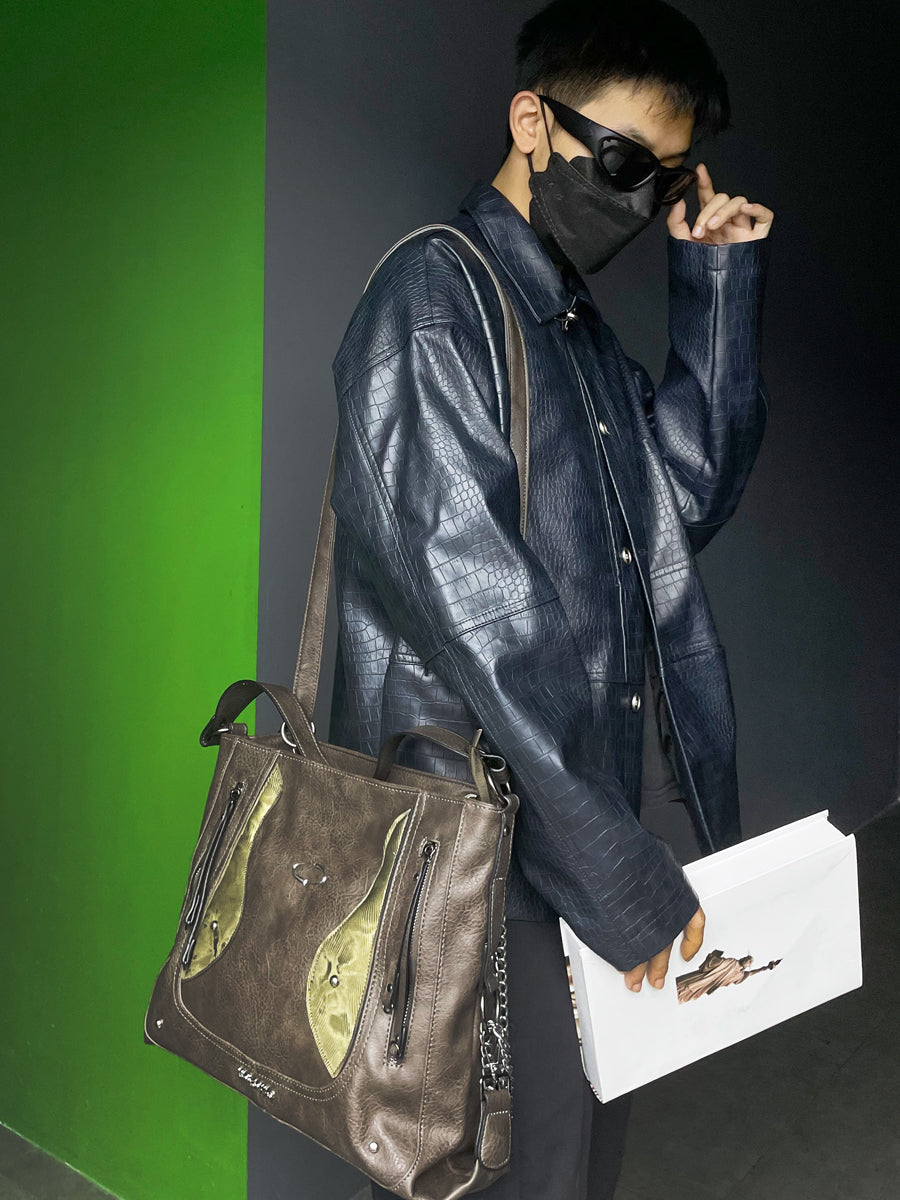 Retro Color-blocked Crossbody/Backpack ArtsKoreanMan