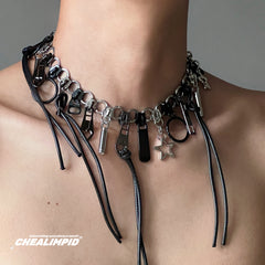 Zippered Irregular Multi-Element Punk Necklace