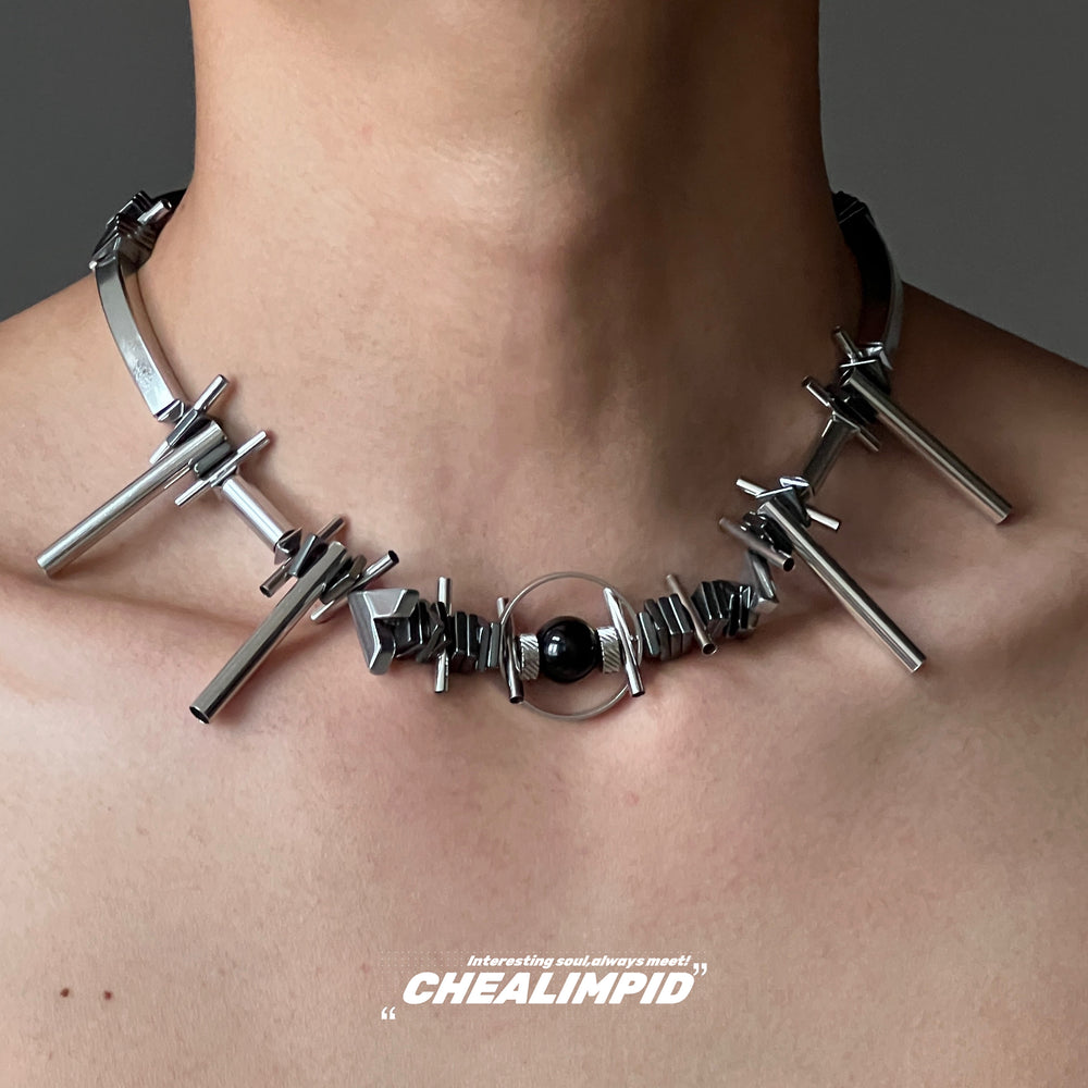 Mechanic Metal Irregular Necklace ArtsKoreanMan