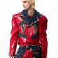 【25s Oct.】Denim Patchwork Red Leather Jacket/Double Waist Leather Pants