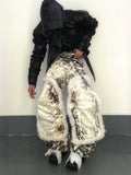【25s Nov.】Leopard Print Plush Patchwork Jeans